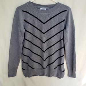 Liz Claiborne Grey Crew Neck Chevron Sweater